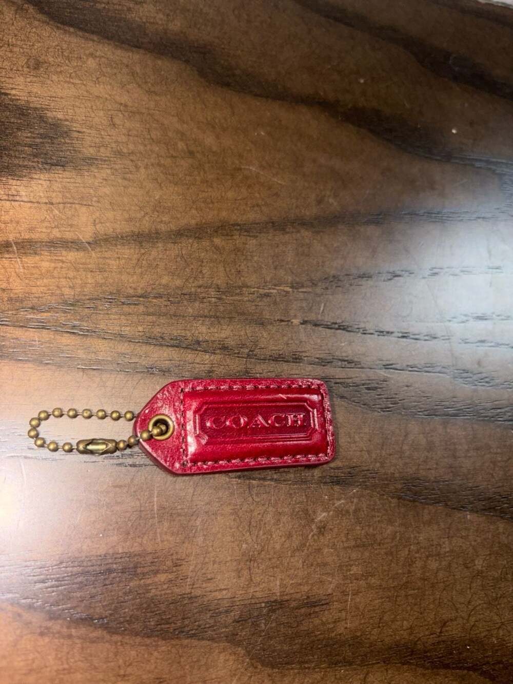 Coach Red Leather Bag Charm Hang Tag